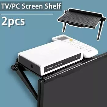 2 шт., верхняя полка для хранения ТВ-экрана, регулируемая полка для хранения компьютерного монитора, пульт дистанционного управления, Wi-Fi-маршрутизатор, органайзер для дома S белый
