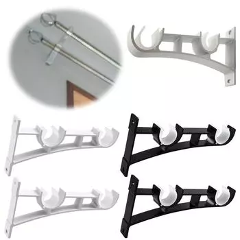 2 шт. вешалки для крепления штанги на стену, кронштейн из алюминиевого сплава для штанги для штор чёрный