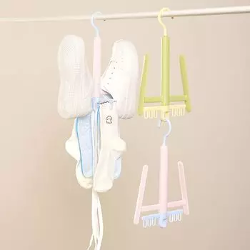 2 шт. ветрозащитная вешалка для сушки обуви вращающийся органайзер для хранения обуви подвесной крючок для обуви тапочки 2Pcs Pink