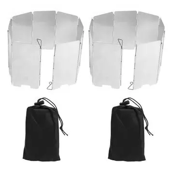 2 шт. ветрозащитный экран для уличной плиты, складной, портативный, из нержавеющей стали, для кемпинга, приготовления пищи, ветрозащитный экран