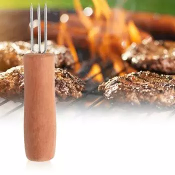 2 шт. вилки для барбекю с деревянной ручкой, иглы для жарки, инструменты для барбекю, держатели для кукурузы, жареные сосиски M