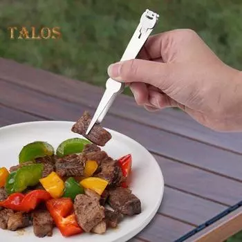 2 шт. вилки для фруктов из нержавеющей стали, термостойкие съемные мини-зажимы для еды, многоразовые шампуры, безопасные для мытья в посудомоечной машине, для приготовления барбекю на гриле серебряный