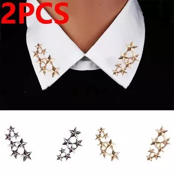 2 шт., винтажная простая стильная брошь с золотой звездой и пентаграммой, булавка, мужская пара брошей со значком, украшение для одежды, модные украшения 2pcs золотой
