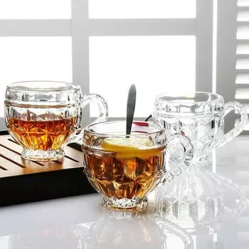 2 шт., винтажная прозрачная стеклянная кружка, чашка для воды, кофейная чашка, чашка для молока, кружка для пива, одежда для питья