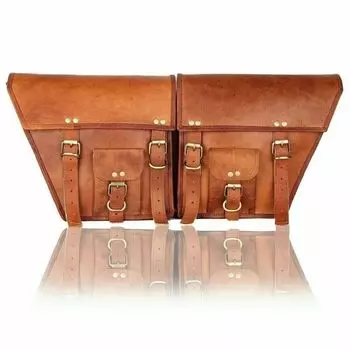 2 шт. винтажная седельная сумка для мотоцикла из 100% кожи, сумка для велосипеда Honda 11 x 9 x 5 in коричневый