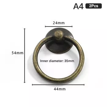 2 шт. винтажное круглое кольцо для мебели, дверная ручка, ручки для шкафа из сплава, ручка бронзовый