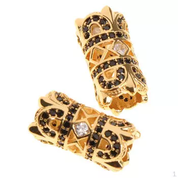 2 шт. винтажные свободные бусины с большим отверстием в виде трубки-колонны Gold