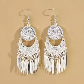 2 шт. винтажные женские серьги с металлическими кисточками в этническом стиле для летнего отпуска, персонализированные аксессуары