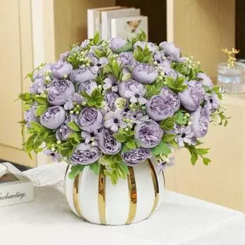 2 шт., винтажный искусственный букет пионов, реалистичный, не выцветающий, многофункциональный, украшение, букет поддельных цветов пиона светло-розовый