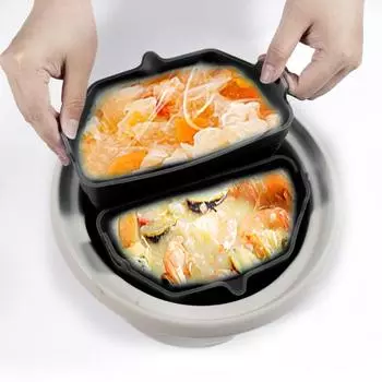 2 шт., вкладыш для медленноварки с ручкой, удобный дизайн носика, пищевой, легко моется, 2-в-1, многоразовый, можно мыть в посудомоечной машине, кухонные принадлежности A серый