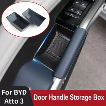 2 шт., внутренняя ручка передней боковой двери автомобиля, коробка для хранения, сменные аксессуары, чехол для хранения мусора для BYD Atto 3 Yuan Plus 2022 2023 2024 чёрный