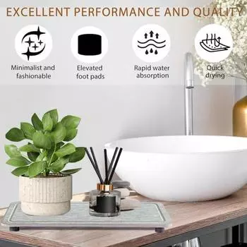 2 шт. водопоглощающий каменный поднос, быстросохнущий диатомитовый подставка под раковину, противоскользящий держатель для кухонной губки, подносы для туалетного столика в ванной 20cm белый