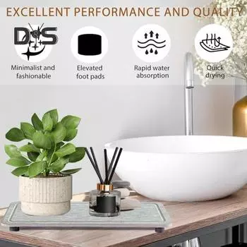 2 шт. водопоглощающий каменный поднос, быстросохнущий диатомитовый подставка под раковину, противоскользящий держатель для кухонной губки, подносы для туалетного столика в ванной 20cm белый