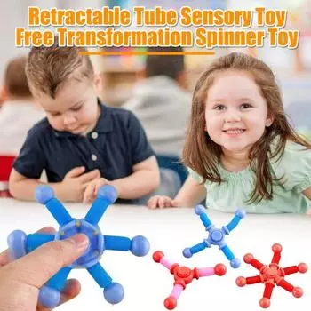2 шт. волчок, телескопическая трубка, игрушка для снятия стресса, гибкая, бесплатная трансформация, растягивающаяся 3/4/6 трубка, сенсорная игрушка-спиннер для детей и взрослых, подарок A