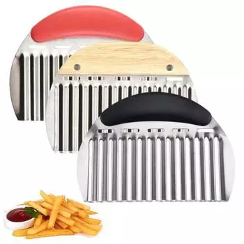 2 шт. волнистая резка для картофеля из нержавеющей стали с ручкой, которую можно мыть в посудомоечной машине, резак для моркови и овощей 2pcs