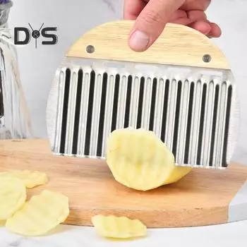 2 шт. волнистая резка для картофеля из нержавеющей стали с ручкой, которую можно мыть в посудомоечной машине, резак для моркови и овощей 2pcs