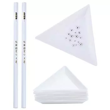 2 шт., восковые карандаши для ногтей, стразы, карандаши для сбора драгоценных камней, 10 шт., треугольные пластиковые тарелки, лоток для хранения драгоценных камней