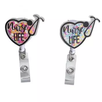 2 шт. выдвижная катушка для бейджа медсестры милый забавный легкий акриловый держатель для бейджа медсестры