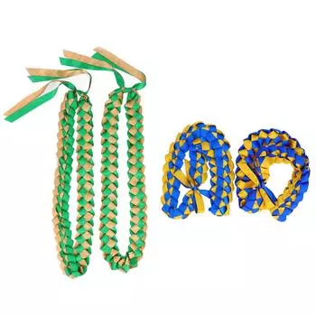 2 шт. выпускное ожерелье Leis двухцветная плетеная лента тканая защитная веревка для украшения вечеринки 120 Green Gold