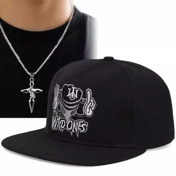 2 шт. вышитая кепка ниндзя хип-хоп утиный язык кепка крест кулон ожерелье комплект спортивная бейсболка мода досуг мужчины женщины пара солнцезащитная кепка красный