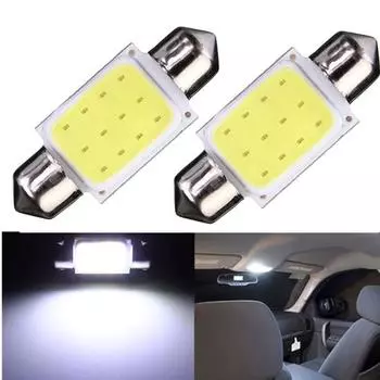 2 шт., высокое качество, 36 мм, гирлянда COB, 12 чипов, 12 В постоянного тока, светодиодные автомобильные купольные лампы для чтения