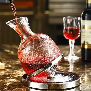 2 шт. высококачественный хрустальный стеклянный графин, вращающийся на 360 градусов, стакан, 1500 мл, графин, диспенсер для вина, аэратор, зеркальный кувшин, подарок, украшение для бара