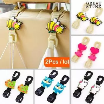 2 шт., высококачественный многофункциональный автомобильный крючок, милый мультяшный крючок для автомобильного сиденья, случайный цвет random