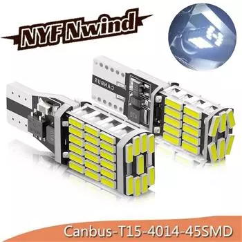 2 шт. высокомощная автомобильная лампа белого цвета постоянного тока 12 В-30 В автомобильный фонарь заднего хода T15 W16W 45 SMD 4014 светодиодная лампа указателя поворота Canbus