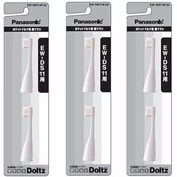 2 шт. x 3 шт. в упаковке 6 зубных щеток Panasonic с звуковой вибрацией Pocket Doltz Сменная щетка для шт. (Оптовая закупка) EW0957-W (всего штук)