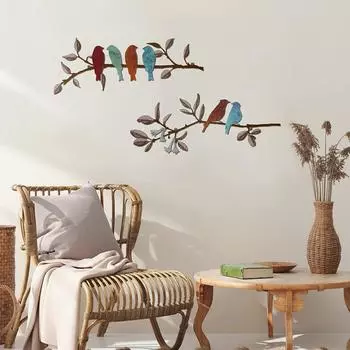 2 шт. Яркая металлическая птица настенное искусство металлическая птица настенное украшение милый силуэт птицы художественная настенная подвеска 1set