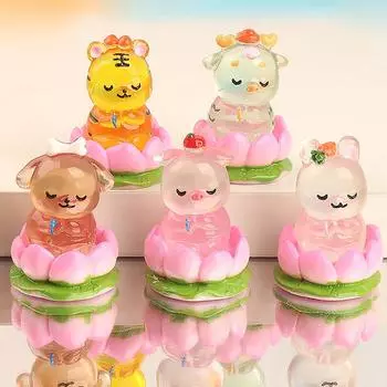 2 шт. забавные миниатюрные фигурки в виде лотоса, украшения для дома своими руками, милые простые маленькие украшения, мультяшные животные, настольные украшения, подарки as the picture