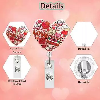 2 шт. забавный держатель для значка в виде динозавра в форме сердца на День святого Валентина, выдвижной держатель для значка из акрила с зажимом для значка