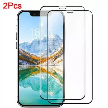 2 шт. закаленное стекло для iPhone 14 Pro Max 13 12 11 HD прозрачная защитная пленка от царапин для экрана iPhone X XR XS 7 8 Plus 6 6S SE 2020 iphone 6/6s чёрный