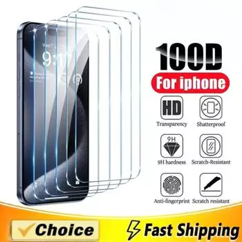 2 шт. закаленное стекло для iPhone 15 Pro Max Защитная пленка для экрана iPhone 14 13 12 11 7 8 Plus X XR XS Max Mini Защитное стекло