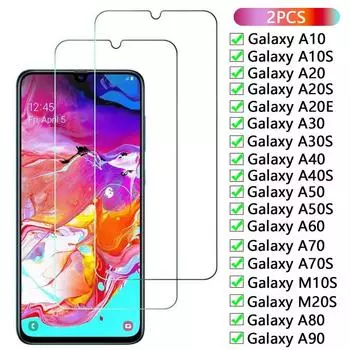 2 шт. закаленное стекло для Samsung A10 A20 A30 A40 A50 A60 A70 A80 A90 защитные пленки для Galaxy A10S A20S A20E A30S M10S M20S For Samsung A12 чистый