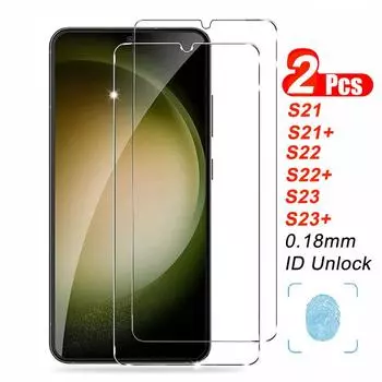 2 шт. закаленное стекло для Samsung Galaxy S24 Ultra S23 S22 S21 Plus S23+ S22+ S21+ 5G протектор экрана поддержка Finger ID 0,18 мм Note 8 чистый