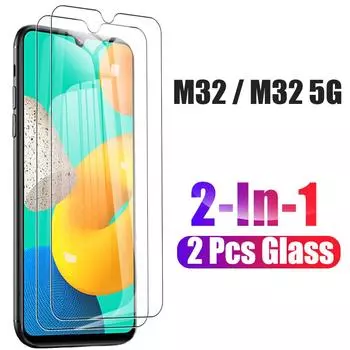 2 шт. закаленное стекло M32 для Samsung Galaxy M32 4G 5G Защитная пленка для экрана M 32 M325F M326B HD прозрачная защитная пленка Samsung M32 5G белый