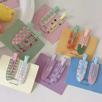 2 шт. Заколка для волос Fruit Juice Series, симпатичные зажимы для макияжа в виде винограда и арбуза, бесследные заколки для волос, аксессуары для волос, блестящая розовая заколка для челки