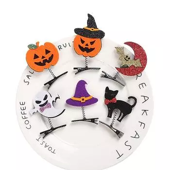 2 шт. заколка для волос на Хэллоуин, тыква, череп, привидение, заколка для волос, головной убор для фестиваля призраков, праздничный бал, реквизит для вечеринки, подарки для детей