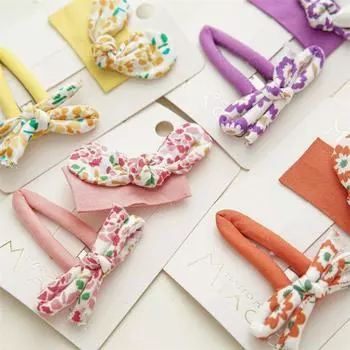 2 шт., заколка для волос с бантиком и сломанным цветком, детская заколка для волос для девочек, аксессуары для волос, удобная заколка для волос, не повреждает волосы оранжевый