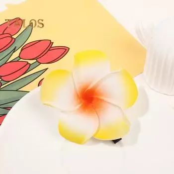 2 шт., заколка для волос с цветком плюмерии, Нескользящие красочные боковые зажимы, декоративные пластиковые аксессуары для волос для женщин и девочек синий