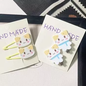 2 шт., заколка для волос с изображением кота Fuwa Nyanko, каваи, заколка для волос, милые зажимы Bb, заколки с милыми животными, зажим в виде утконоса, аксессуары для волос as the picture