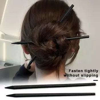 2 шт., заколка для волос в китайском стиле, черные деревянные палочки для еды, шпилька для волос, женская длинная шпилька для волос, украшение, модные аксессуары для волос чёрный