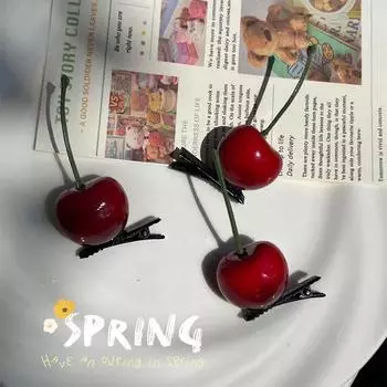 2 шт. заколка для волос в виде вишни, милые сладкие шпильки, заколка, головной убор для женщин и девочек, аксессуары для волос, челка, боковой зажим, головной убор красный