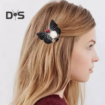 2 шт. заколки для волос на Хэллоуин, жуткие заколки для волос в виде скелета-бабочки, готические женские аксессуары для волос для вечеринки-косплея на фестивале призраков 2pcs A