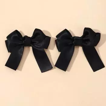 2 шт. Заколки для волос с бантом Cheer Up для девочки, однотонные ленточные банты, заколки-гребешки для волос, детские бутик-аксессуары для волос 2pcs