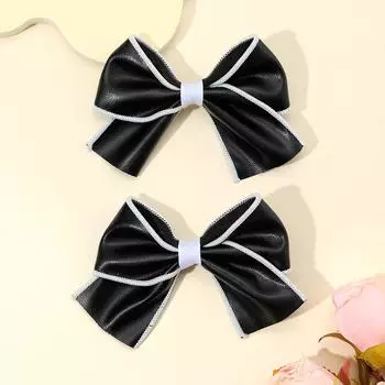 2 шт. Заколки для волос с бантом из натуральной кожи, элегантные ручной работы, модные универсальные аксессуары для волос для женщин, девушек, студенток