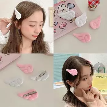 2 шт., заколки для волос с крыльями ангела, плюшевая заколка для девочек, детская заколка для волос с милыми мультяшными героями, заколка для волос с маленькими крыльями, аксессуары для волос 2Pcs розовый