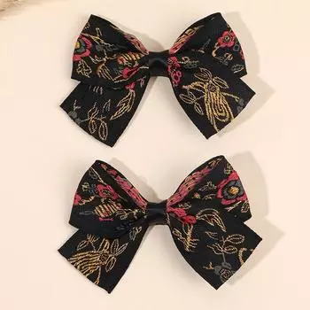 2 шт. Заколки для волос с вышивкой цветов, ручной работы, винтажные, с лентами, цветочные шпильки для волос для девочек, детские школьные головные уборы, аксессуары для волос