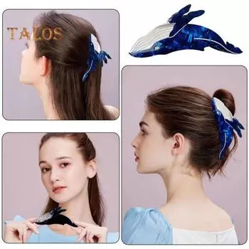 2 шт., заколки для волос в форме кита, женские заколки для волос в форме животных, противоскользящие толстые тонкие волосы, головные уборы, инструмент для укладки волос чёрный/синий